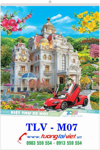 In lịch 7 tờ Biệt thự xe hơi