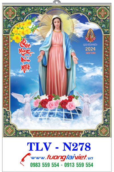 Lịch Nẹp Thiếc 5 Tờ Đức Mẹ MaRia