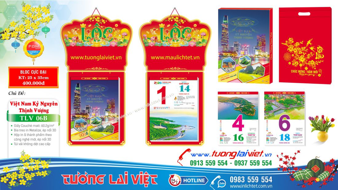 Lịch bloc cực đại 25x35 Xuân Thịnh Vượng