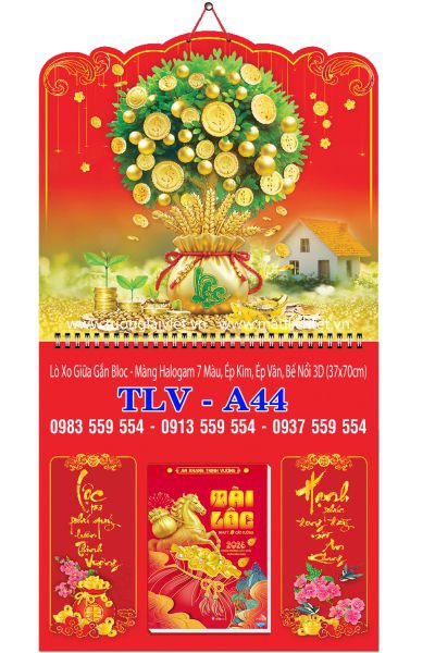 Lịch bloc lò xo giữa Lộc Kim Tiền