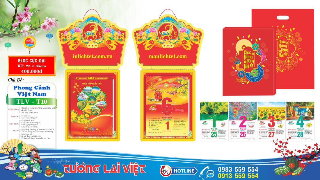 Mẫu Lịch bloc cực đại 25x35 Phong Cảnh Việt Nam