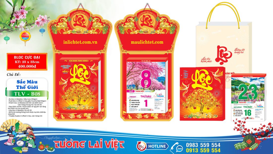Mẫu Lịch bloc cực đại 25x35 Sắc Màu Thế Giới
