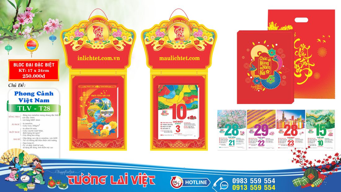 Mẫu Lịch bloc đại 17x24 Phong Cảnh Việt Nam