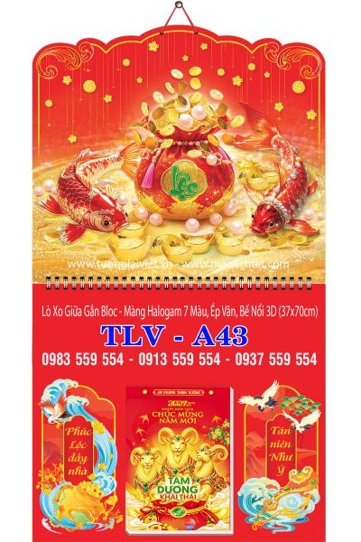 Mẫu Lịch bloc lò xo giữa Lộc Túi Vàng