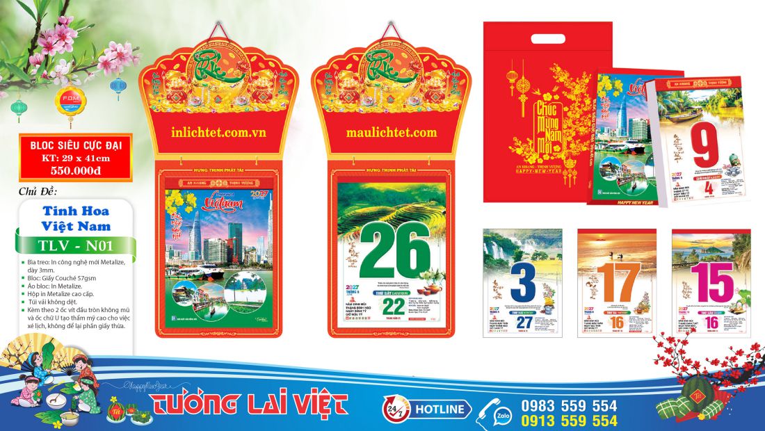 Mẫu Lịch bloc siêu cực đại 30x40 Danh Lam Thắng Cảnh