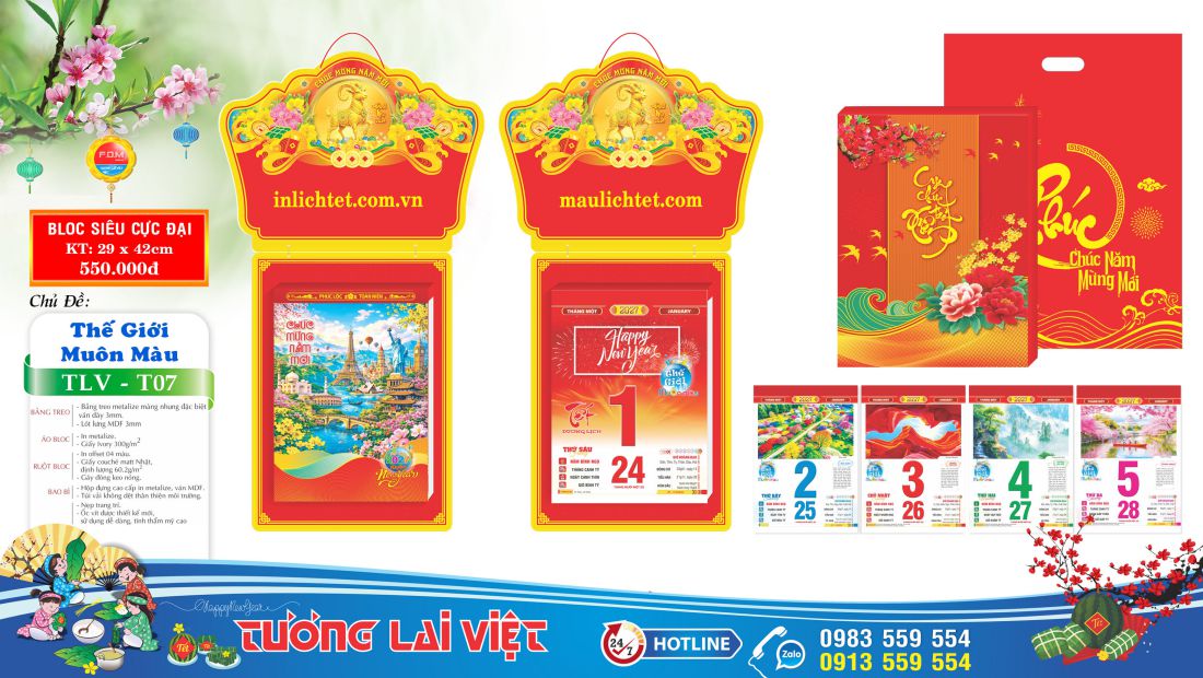 Mẫu Lịch bloc siêu cực đại 30x40 Phong Cảnh Thế Giới