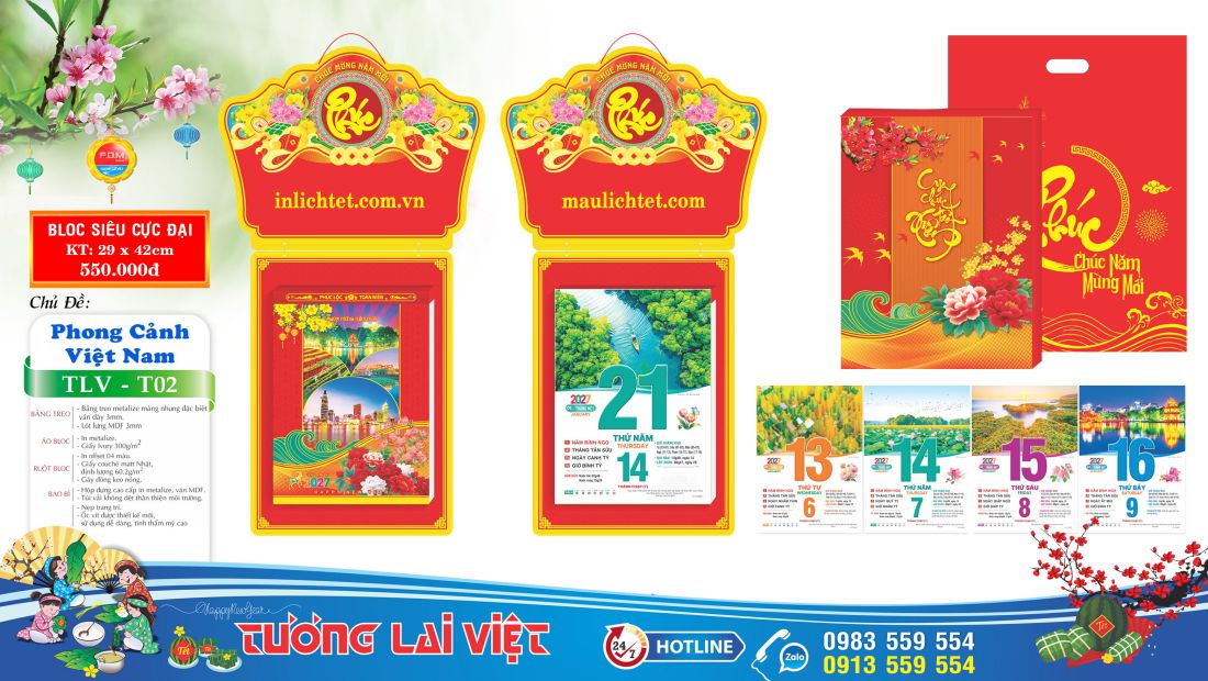 Mẫu Lịch bloc siêu cực đại 30x40 Phong Cảnh Việt Nam
