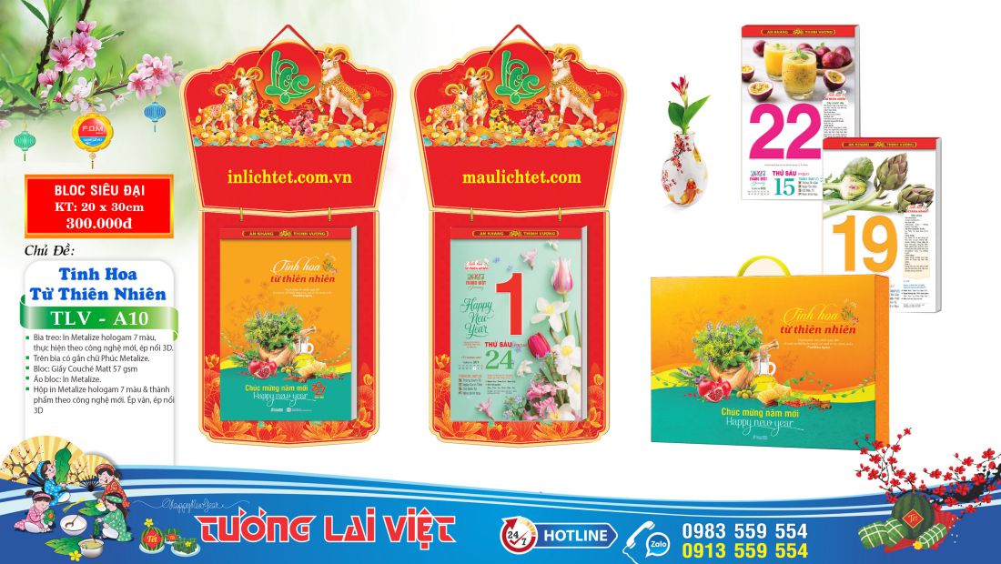 Mẫu Lịch bloc siêu đại 20x30 Tinh Hoa Từ Thiên Nhiên